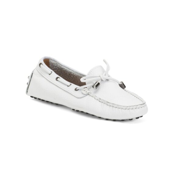 ANTICA CUOIERIA White Made In Italy Leather Car Shoes - Picture 1 of 2